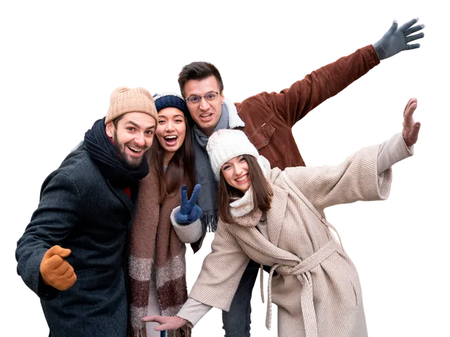 A small group of friends smiling together